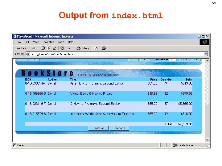 22 Output from index. html 