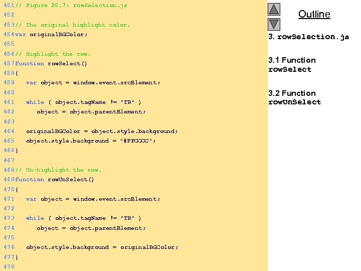 451 // Figure 28. 7: row. Selection. js 452 Outline 453 // The original