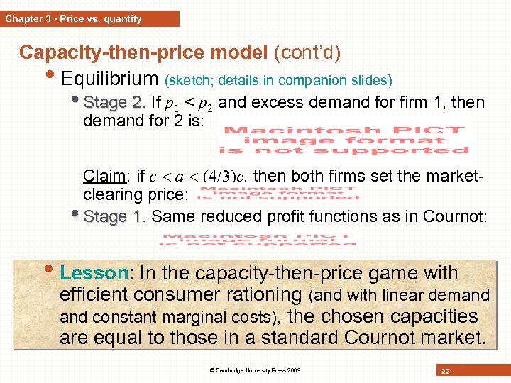 Chapter 3 - Price vs. quantity Capacity-then-price model (cont’d) • Equilibrium (sketch; details in