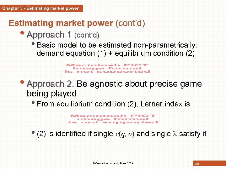 Chapter 3 - Estimating market power (cont’d) • Approach 1 (cont’d) • Basic model
