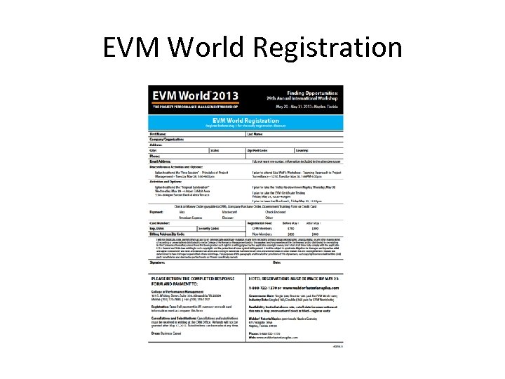 EVM World Registration 