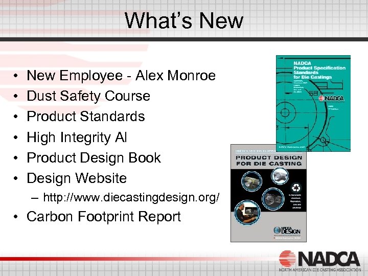 What’s New • • • New Employee - Alex Monroe Dust Safety Course Product