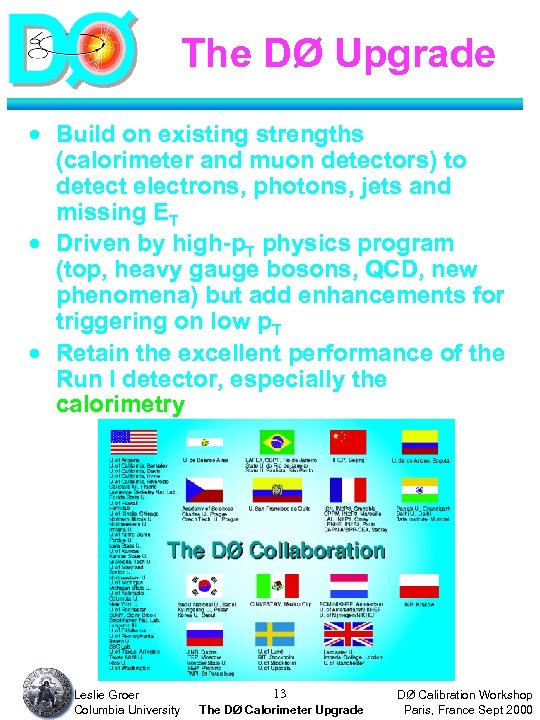 The DØ Upgrade · Build on existing strengths (calorimeter and muon detectors) to detect