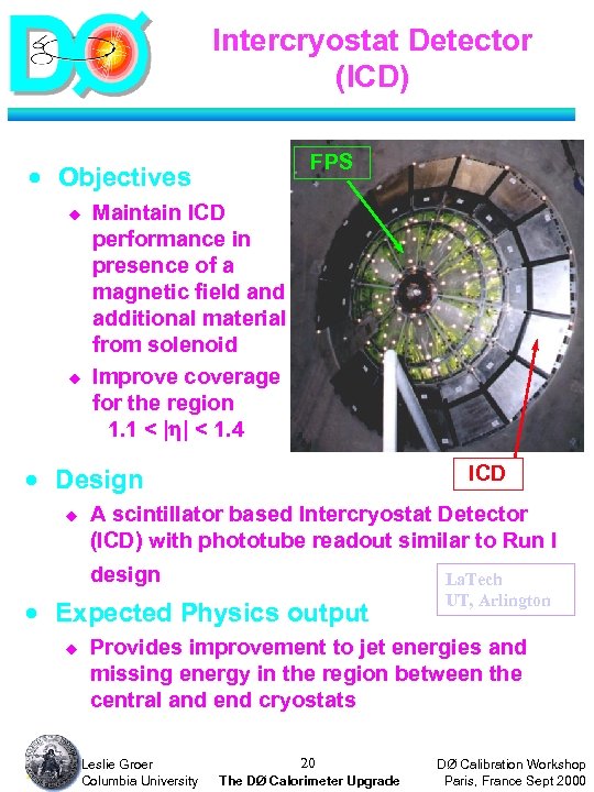 Intercryostat Detector (ICD) FPS · Objectives u u Maintain ICD performance in presence of