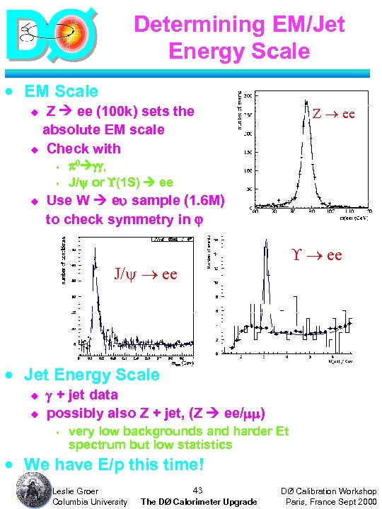 Determining EM/Jet Energy Scale · EM Scale Z ee (100 k) sets the absolute