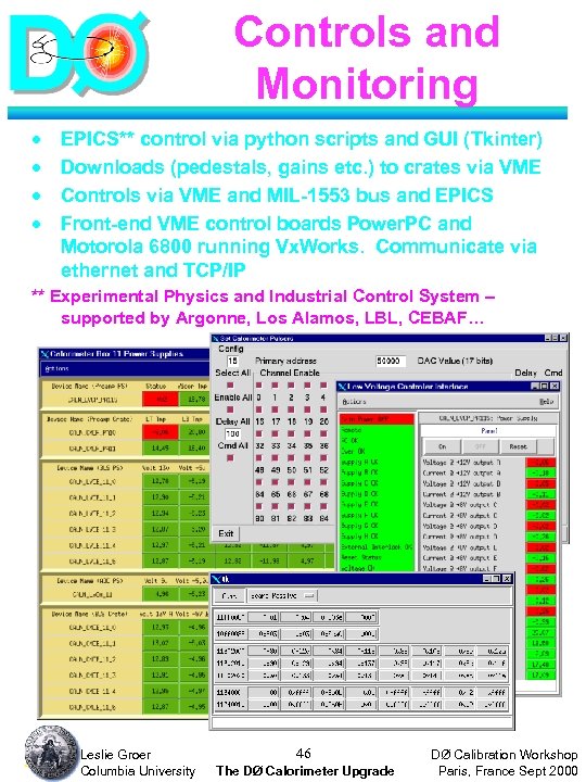 Controls and Monitoring · · EPICS** control via python scripts and GUI (Tkinter) Downloads