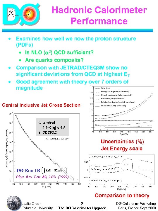 Hadronic Calorimeter Performance · · · Examines how well we now the proton structure