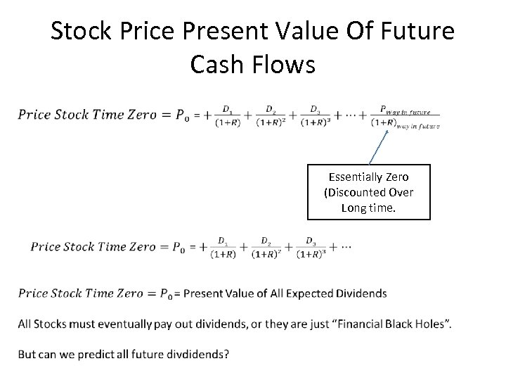Stock Price Present Value Of Future Cash Flows Essentially Zero (Discounted Over Long time.