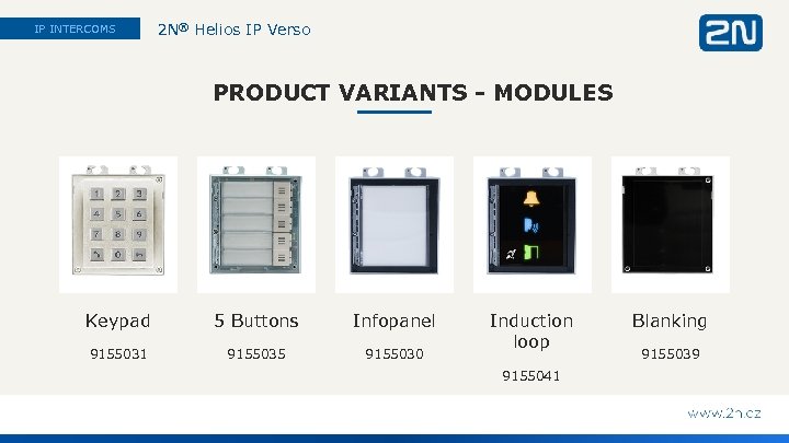 IP INTERCOMS 2 N® Helios IP Verso PRODUCT VARIANTS - MODULES Keypad 5 Buttons