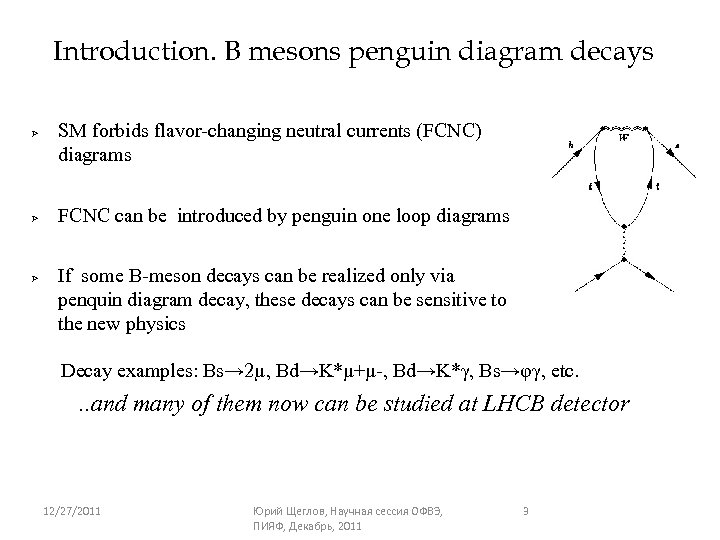 Introduction. B mesons penguin diagram decays Ø Ø Ø SM forbids flavor-changing neutral currents