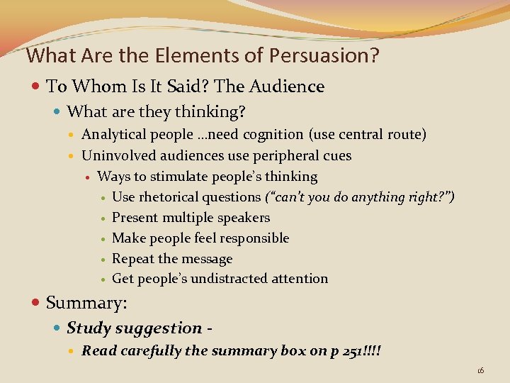 What Are the Elements of Persuasion? To Whom Is It Said? The Audience What