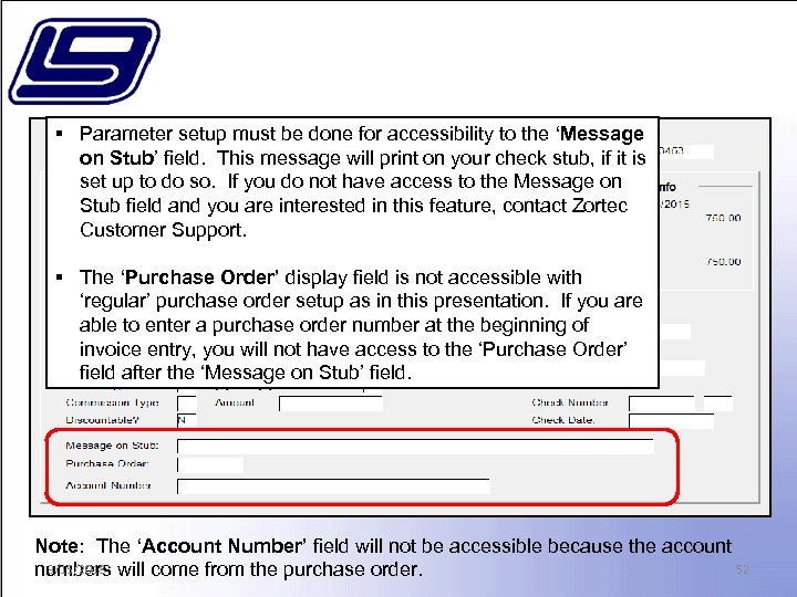 § Parameter setup must be done for accessibility to the ‘Message on Stub’ field.