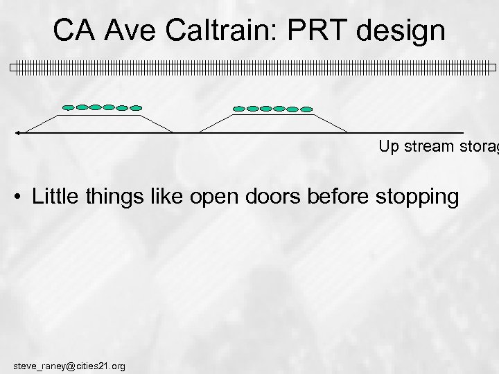 CA Ave Caltrain: PRT design Up stream storag • Little things like open doors