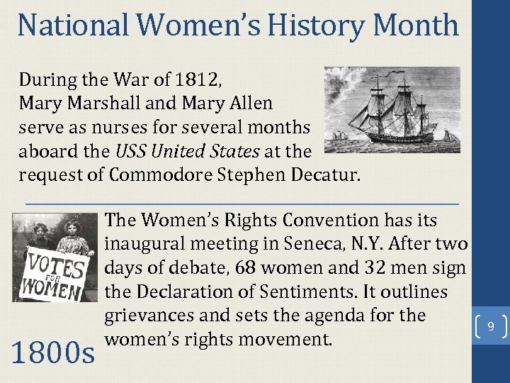 National Women’s History Month During the War of 1812, Mary Marshall and Mary Allen