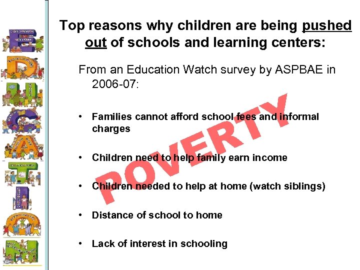 Top reasons why children are being pushed out of schools and learning centers: From