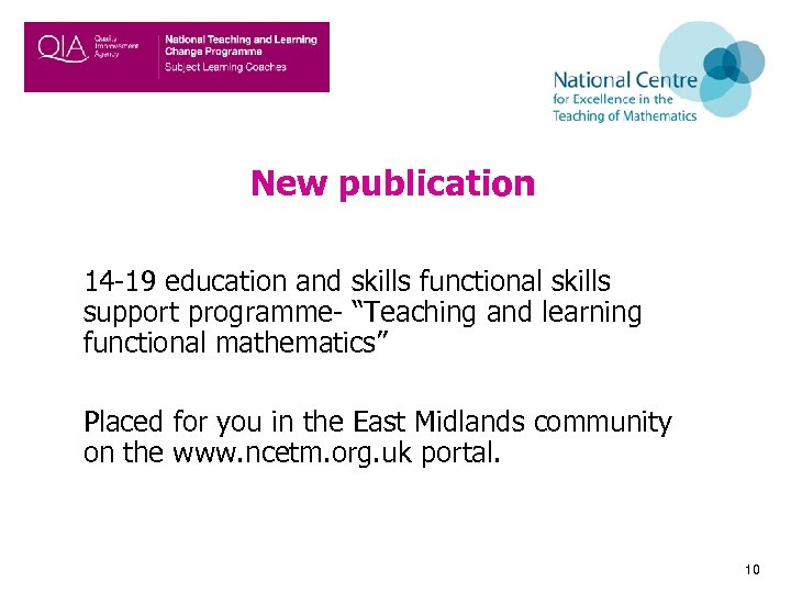 New publication 14 -19 education and skills functional skills support programme- “Teaching and learning