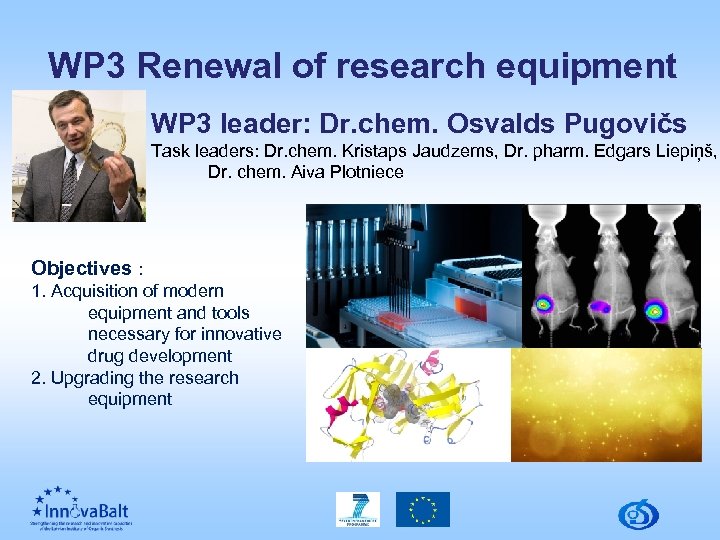 WP 3 Renewal of research equipment WP 3 leader: Dr. chem. Osvalds Pugovičs Task