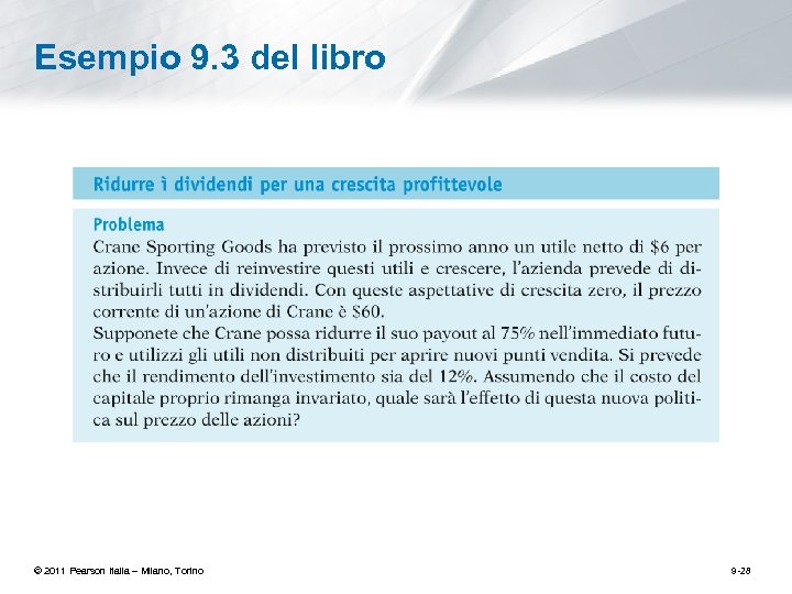 Esempio 9. 3 del libro © 2011 Pearson Italia – Milano, Torino 9 -28