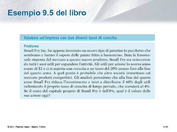Esempio 9. 5 del libro © 2011 Pearson Italia – Milano, Torino 9 -38
