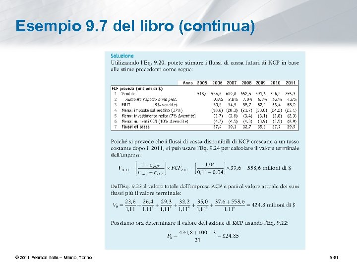 Esempio 9. 7 del libro (continua) © 2011 Pearson Italia – Milano, Torino 9