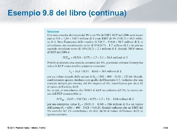 Esempio 9. 8 del libro (continua) © 2011 Pearson Italia – Milano, Torino 9