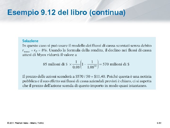 Esempio 9. 12 del libro (continua) © 2011 Pearson Italia – Milano, Torino 9