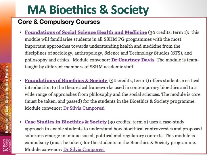 MA Bioethics & Society 