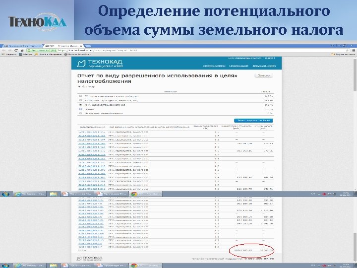 Определение потенциального объема суммы земельного налога 