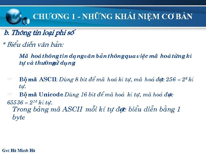 CHƯƠNG 1 - NHỮNG KHÁI NIỆM CƠ BẢN b. Th «ng tin lo¹i phi