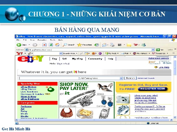 CHƯƠNG 1 - NHỮNG KHÁI NIỆM CƠ BẢN B¸n hµng qua m¹ng Gv: Hà