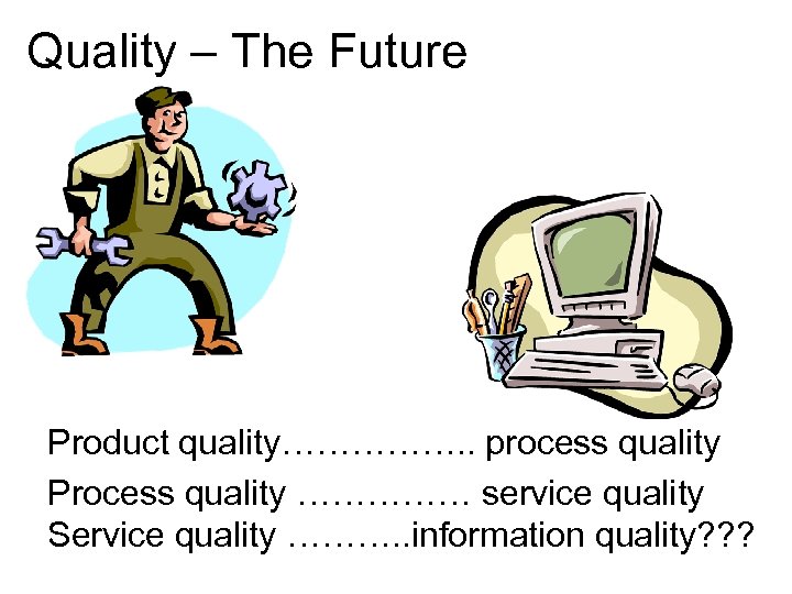 Quality – The Future Product quality……………. . process quality Process quality …………… service quality