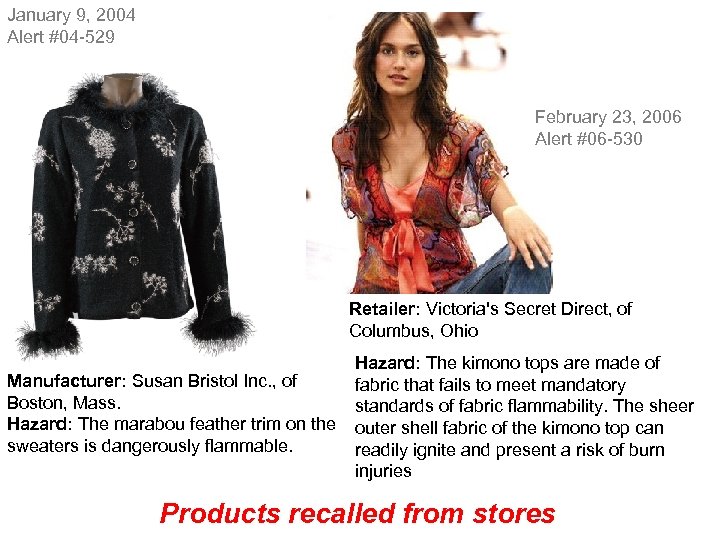 January 9, 2004 Alert #04 -529 February 23, 2006 Alert #06 -530 Retailer: Victoria's