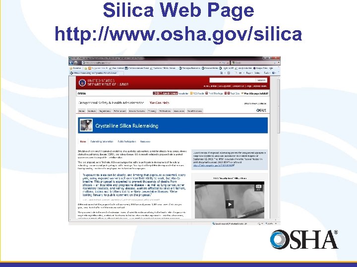 Silica Web Page http: //www. osha. gov/silica 