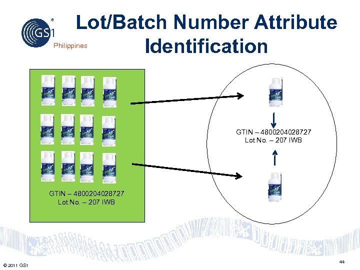 Lot/Batch Number Attribute Identification Philippines GTIN – 4800204028727 Lot No. – 207 IWB ©