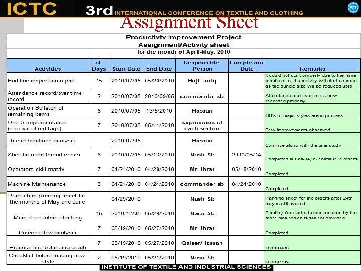 Assignment Sheet 
