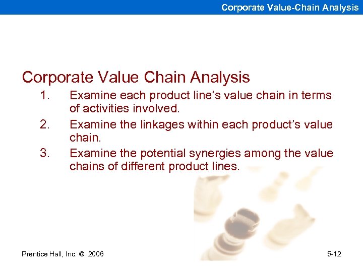 Corporate Value-Chain Analysis Corporate Value Chain Analysis 1. 2. 3. Examine each product line’s