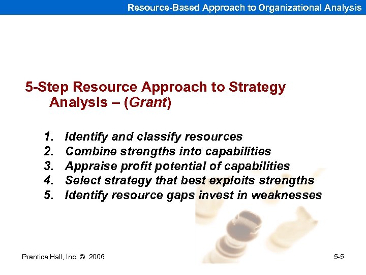 Resource-Based Approach to Organizational Analysis 5 -Step Resource Approach to Strategy Analysis – (Grant)