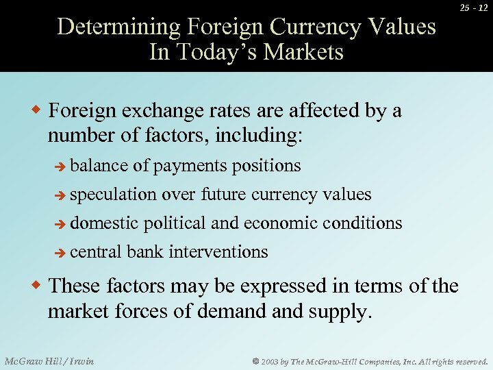 Determining Foreign Currency Values In Today’s Markets 25 - 12 w Foreign exchange rates