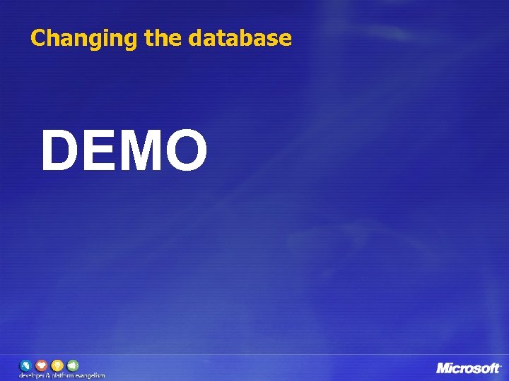 Changing the database DEMO 
