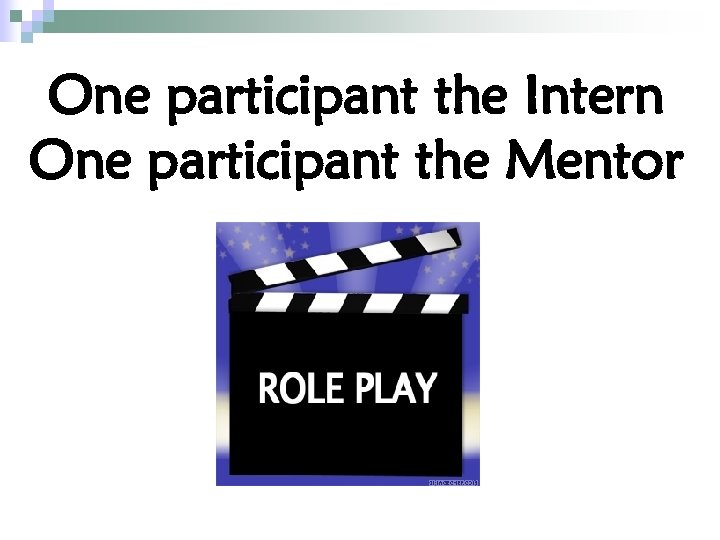 One participant the Intern One participant the Mentor 