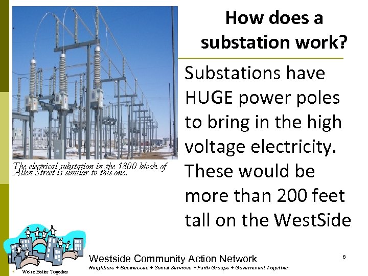 How does a substation work? . The electrical substation in the 1800 block of