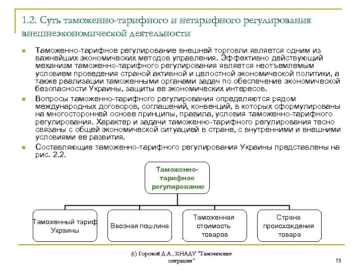 1. 2. Суть таможенно-тарифного и нетарифного регулирования внешнеэкономической деятельности n n n Таможенно-тарифное регулирование