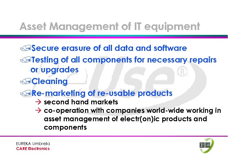 Asset Management of IT equipment /Secure erasure of all data and software /Testing of