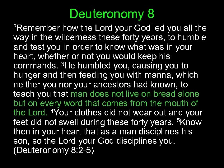 Deuteronomy 8 2 Remember how the Lord your God led you all the way