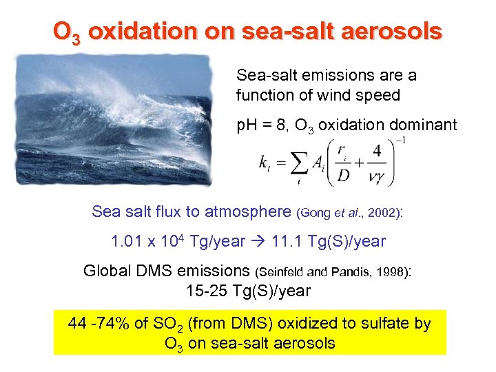 O 3 oxidation on sea-salt aerosols Sea-salt emissions are a function of wind speed