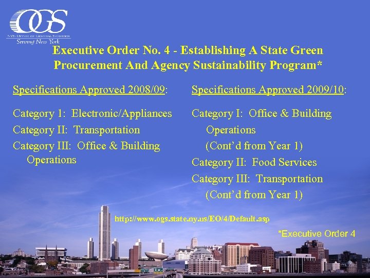 Executive Order No. 4 - Establishing A State Green Procurement And Agency Sustainability Program*