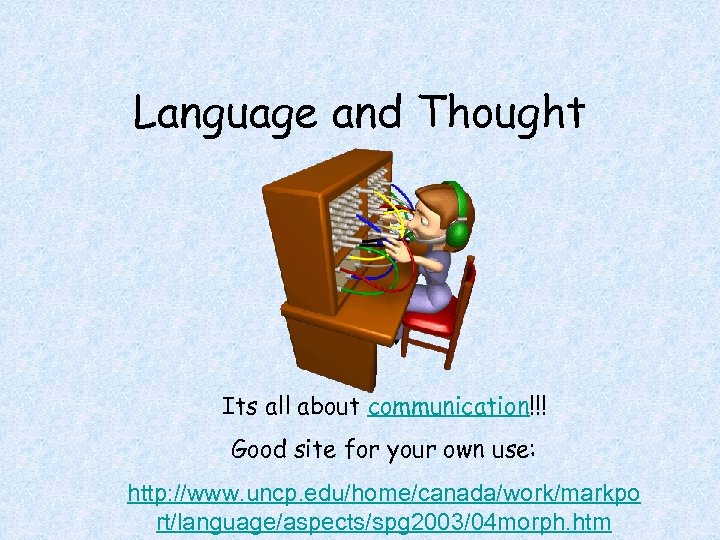 Language and Thought Its all about communication!!! Good site for your own use: http: