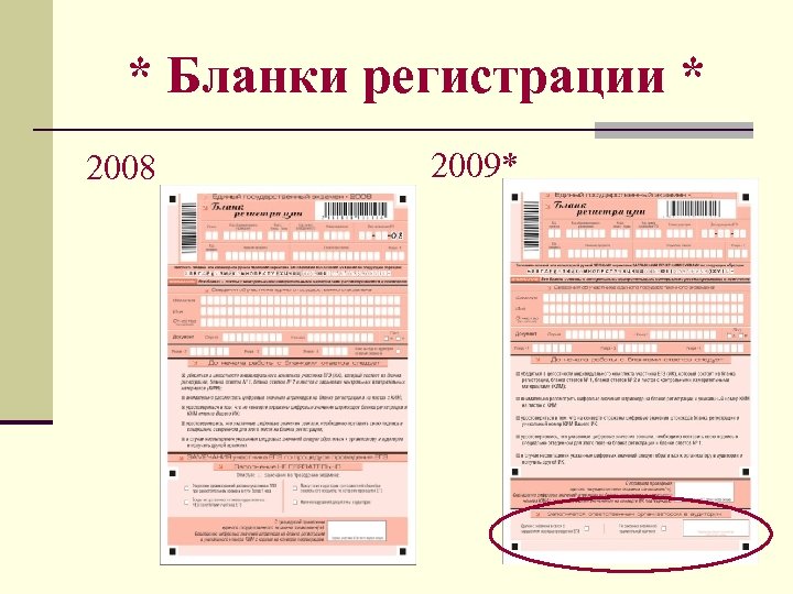 * Бланки регистрации * 2008 2009* 