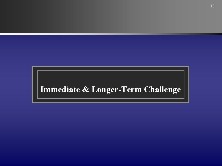 10 Immediate & Longer-Term Challenge 