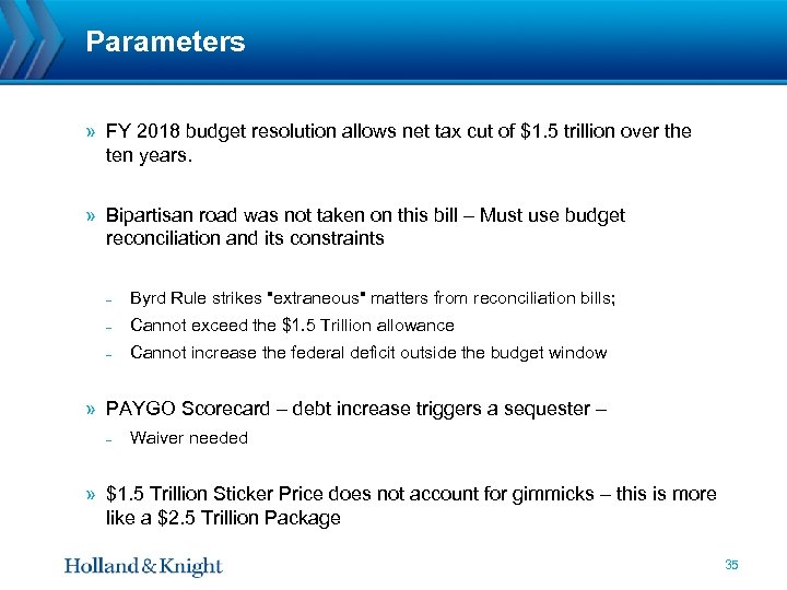 Parameters » FY 2018 budget resolution allows net tax cut of $1. 5 trillion